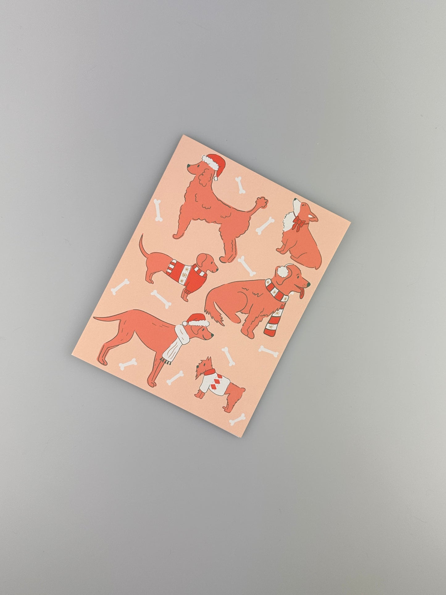 Happy Pawlidays Card - Festive Dogs - Blank Inside - Kraft Envelope