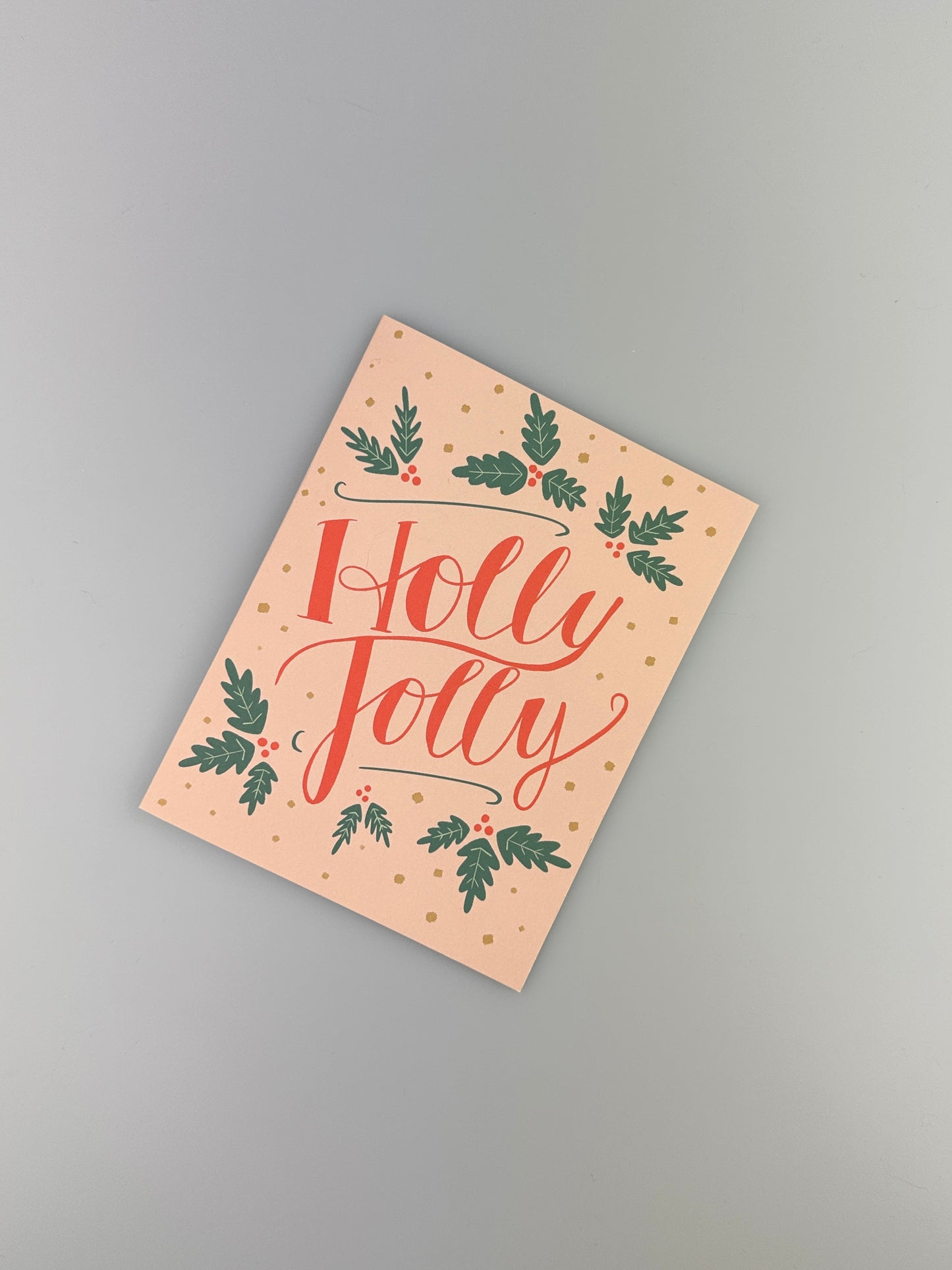 Holly Jolly Card - Holiday Card - Blank Inside - Kraft Envelope