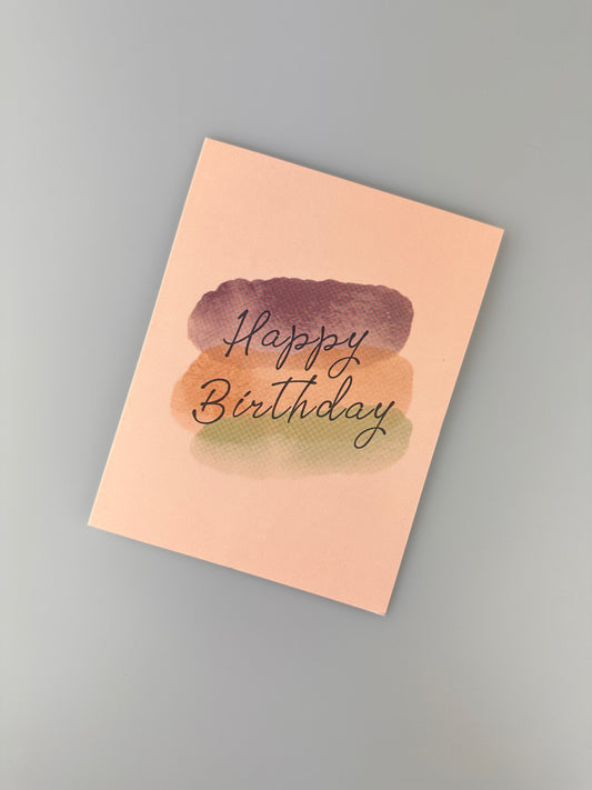 Minimal Watercolor Happy Birthday Card