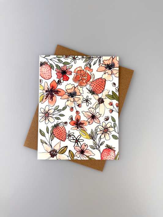 All Occasion Watercolor Flower Notecards - Blank Notecards - Botanical Greeting Cards - Notecard with Kraft Envelope