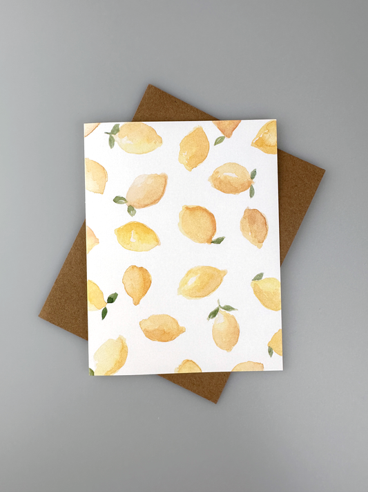 Lemon Notecard with Envelope - 5 pk Notecard - Bridal Shower Invitations - Baby Shower Invites - eco-friendly cards