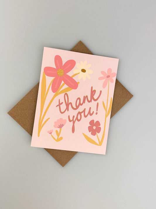 Floral Thank You Card - Blank Inside