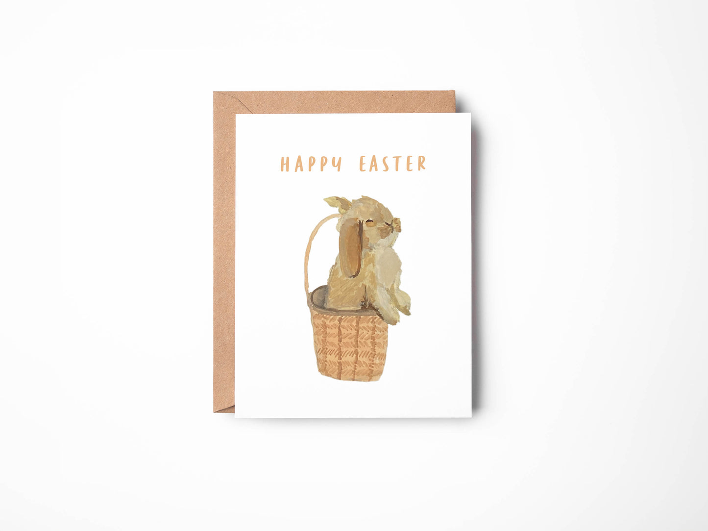 Bunny Easter Card - Easter Greeting Cards - Handmade Easter Cards - Card with Envelope - Kraft Envelope - Eco-Friendly Card