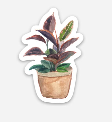 Waterproof Vinyl Plant Sticker - Watercolor Rubber Tree Sticker - Laptop Sticker - Water Bottle Sticker - Dishwasher Safe