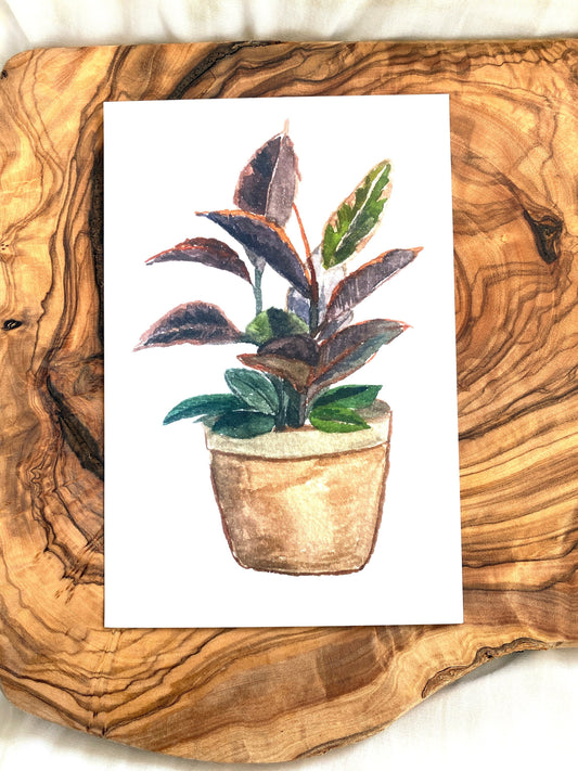 Rubber Tree Watercolor Print