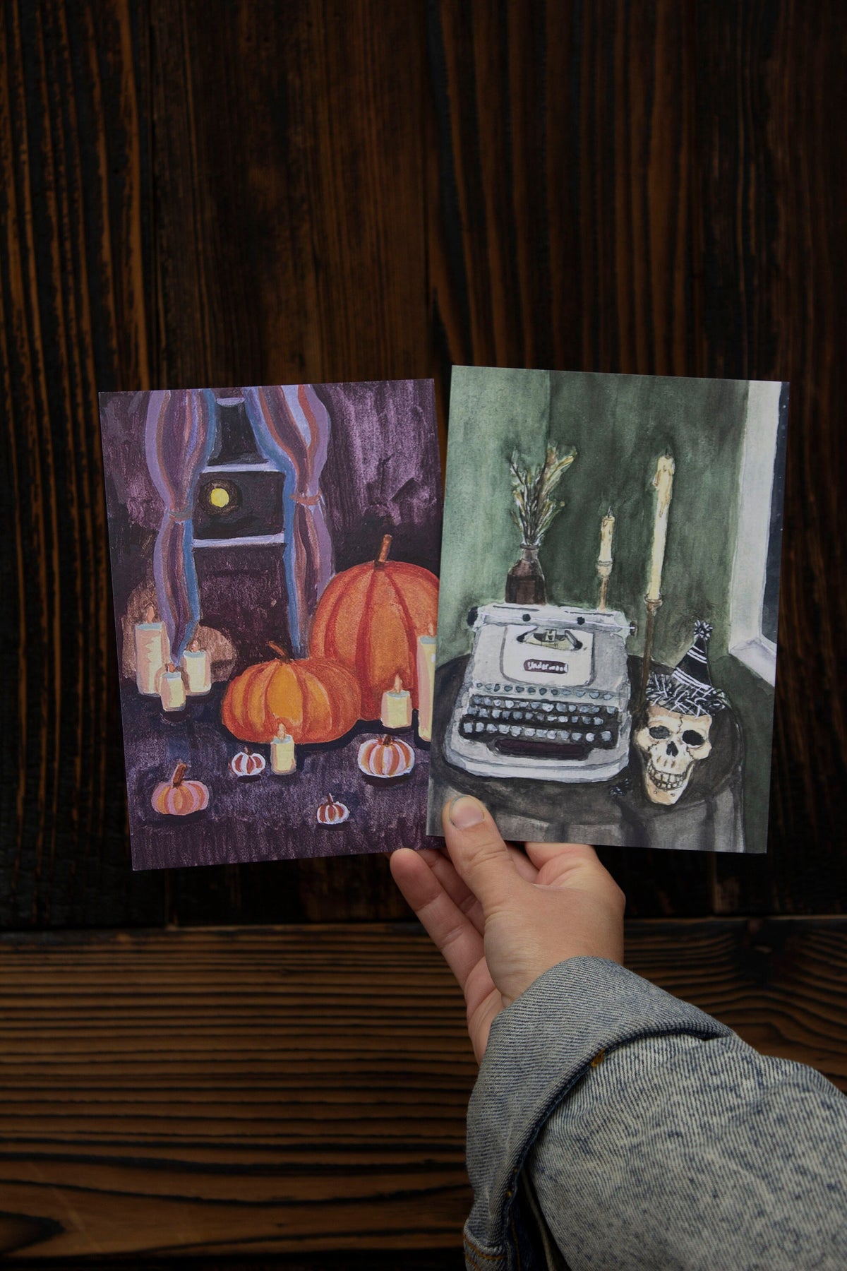 Halloween Spooky Watercolor Print - Autumn Art Print - Fall Decor - Halloween Art Print - Skeleton Art - Vintage Art Print