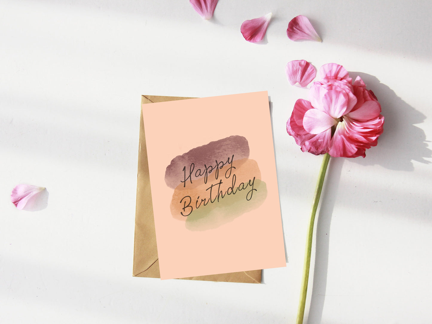 Minimal Watercolor Happy Birthday Card