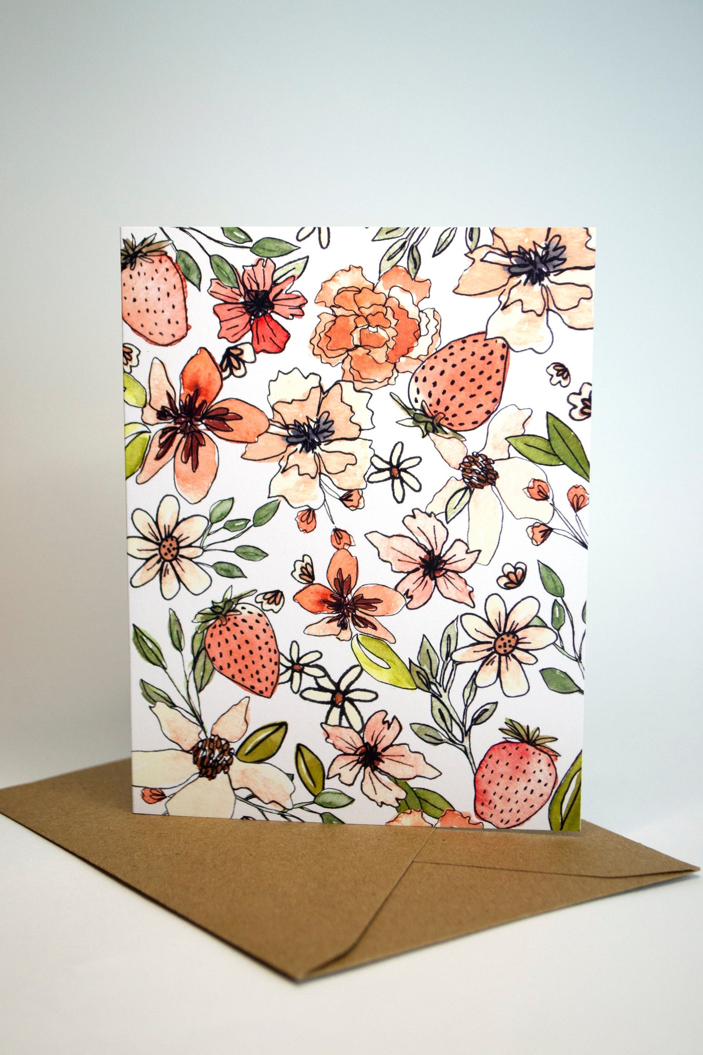 All Occasion Watercolor Flower Notecards - Blank Notecards - Botanical Greeting Cards - Notecard with Kraft Envelope