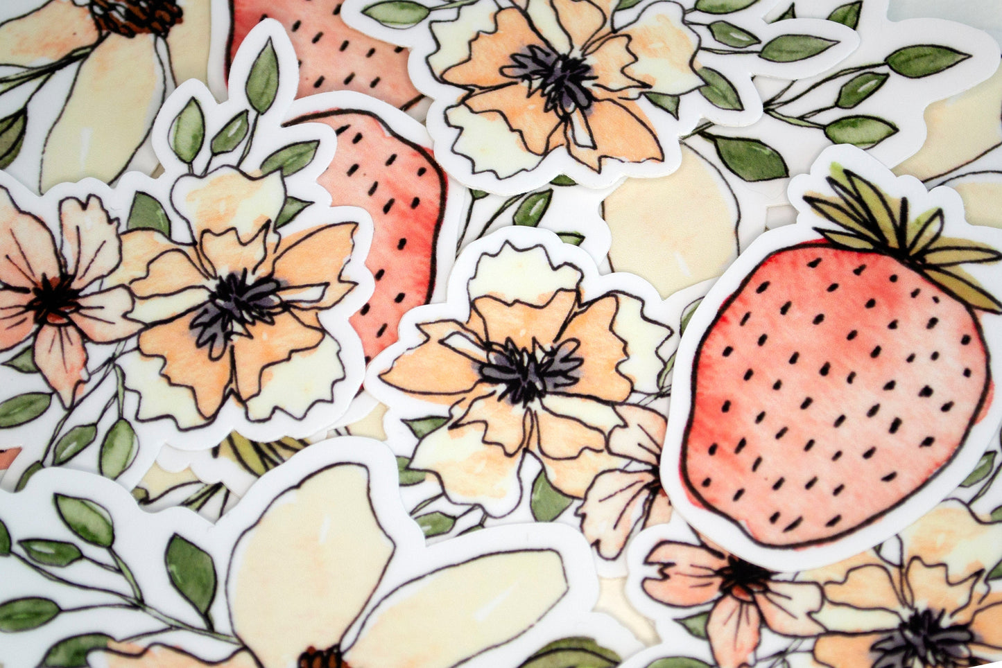 Watercolor Flower Sticker Set - Set of 3 Stickers - Vinyl Stickers - Waterproof Decals