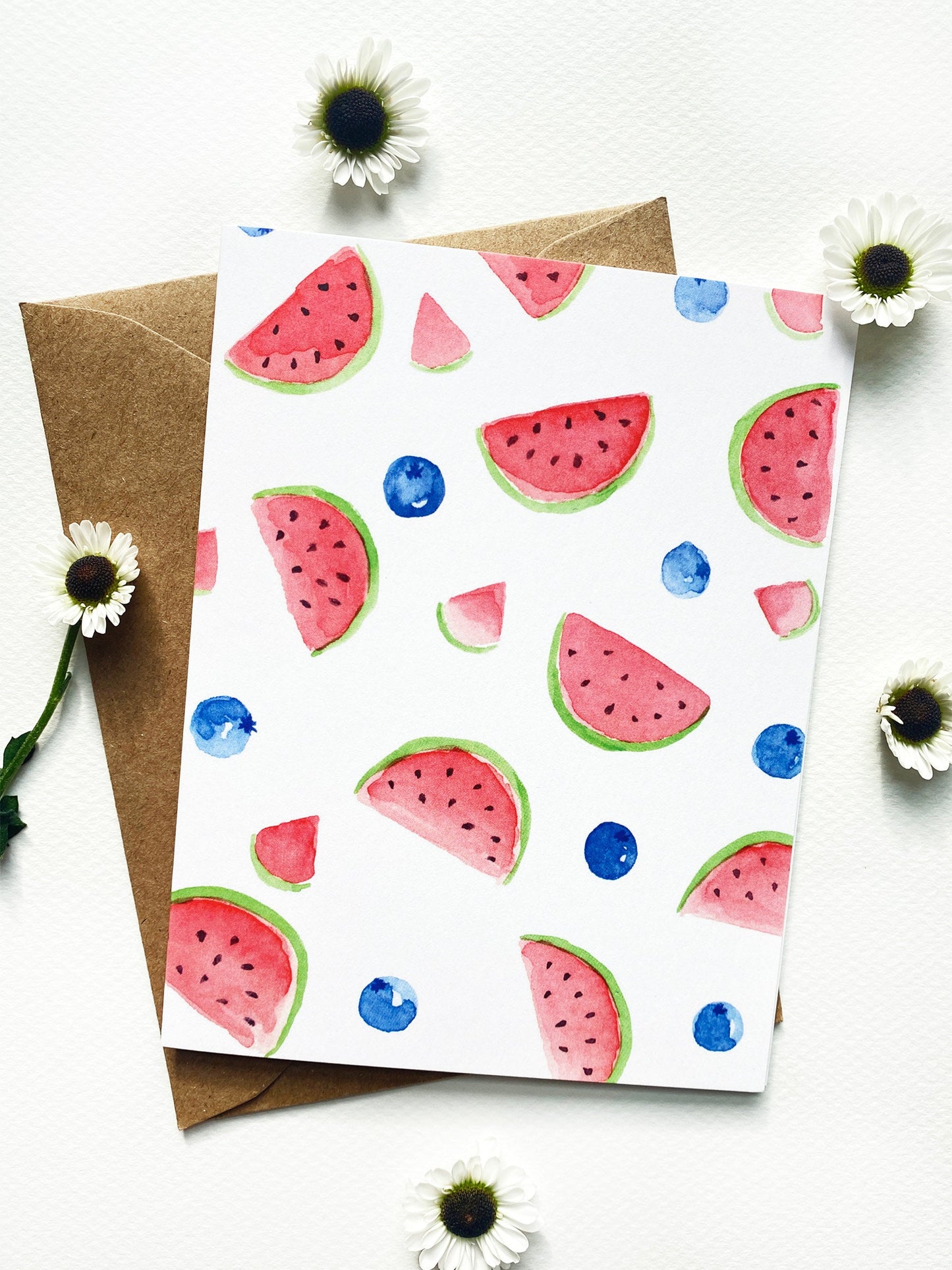 Melon Berry Notecard with Envelope - 5 pk Notecard - Bridal Shower Invitations - Baby Shower Invites - eco-friendly cards