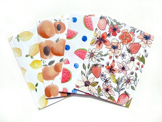 Everyday Fruit Notecard set - 8 pk Folded Notecard - Eco-Friendly Cards