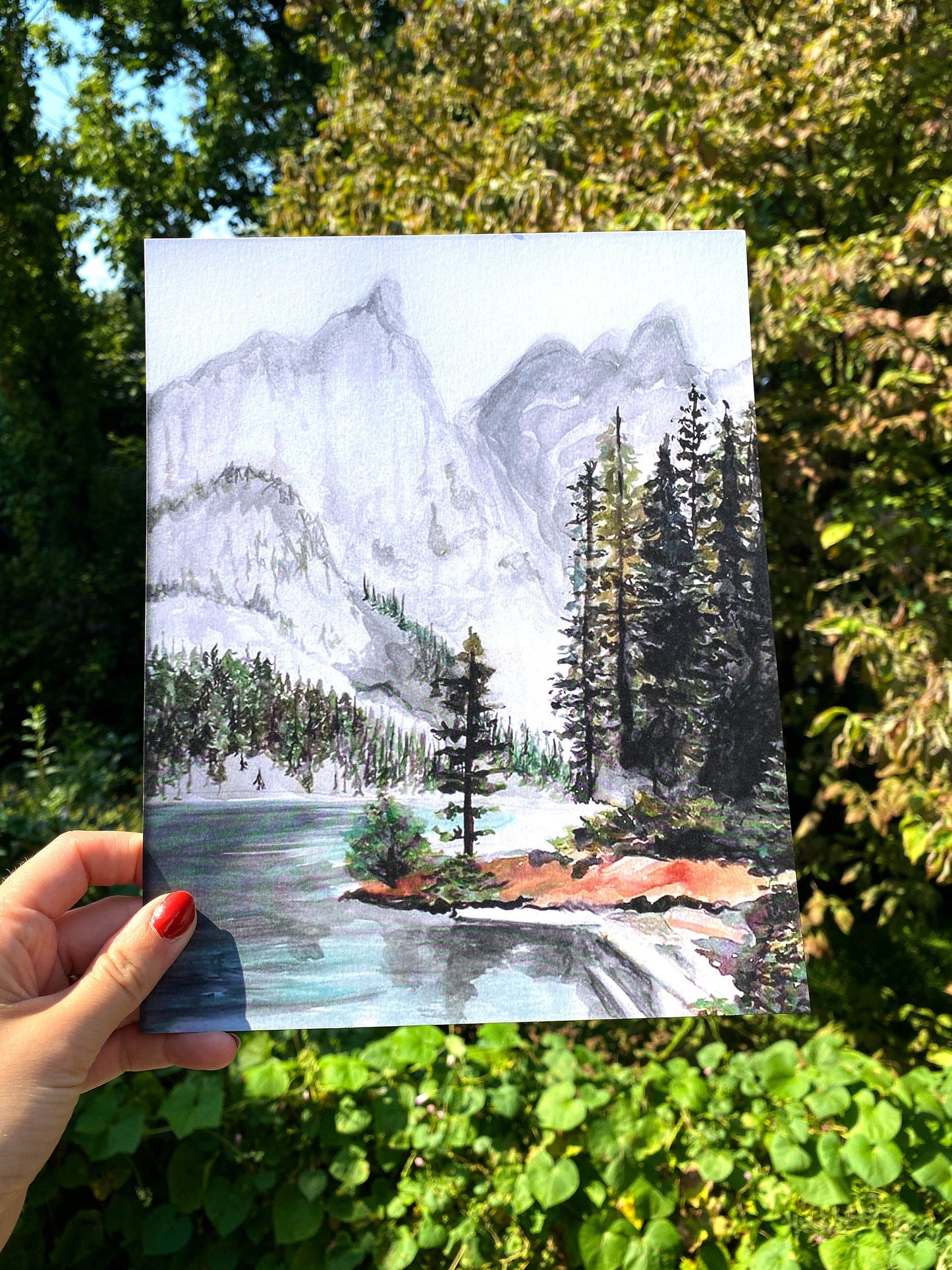 Watercolor Forest Landscape - Mountain Landscape - Nature - Watercolor Print - Wilderness