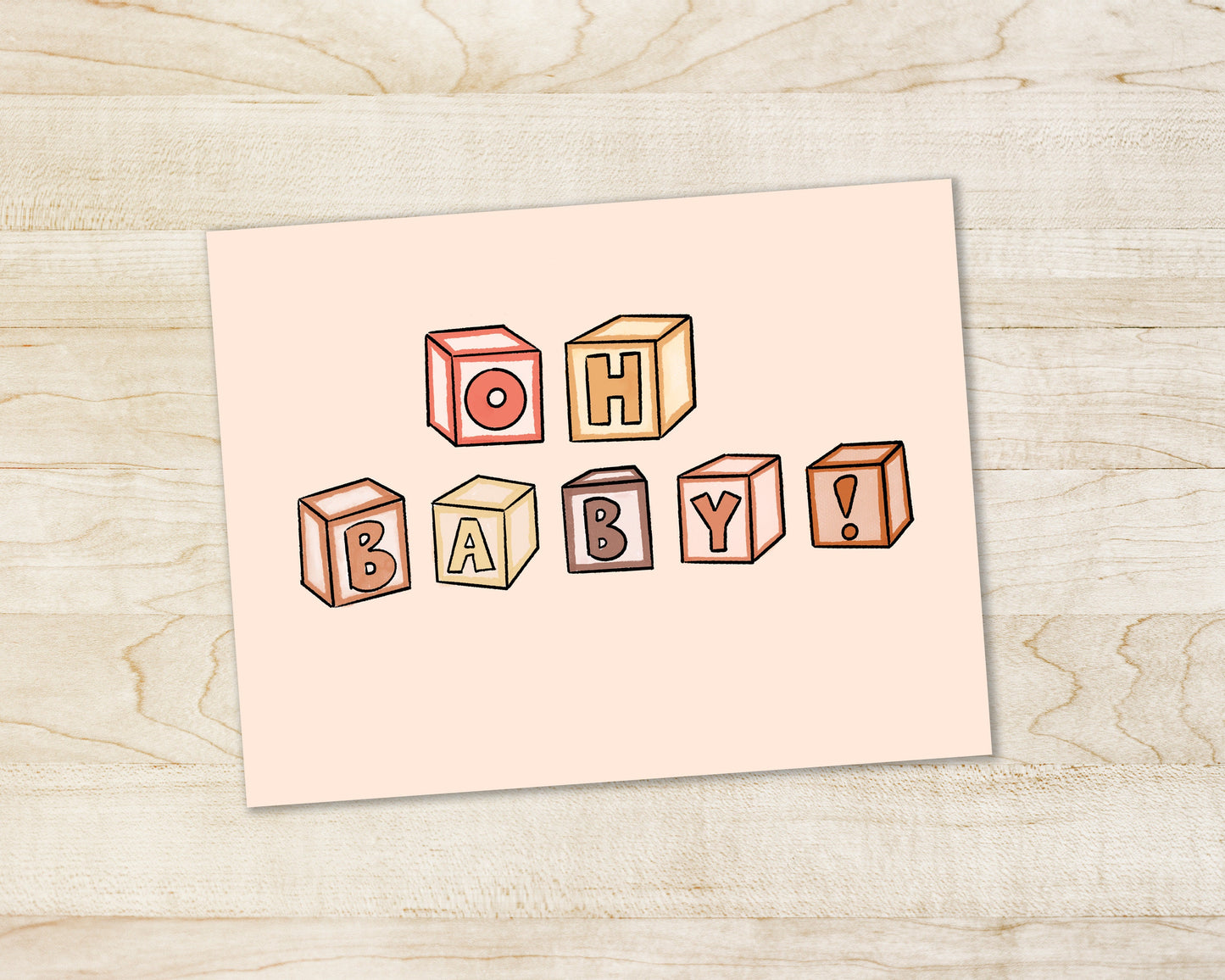 Oh Baby! Baby Blocks Card - New Baby - Baby Shower Card - Baby Congratulations