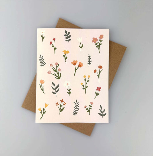 Tea Time Florals Card - Modern Floral Greeting Card - Cute Card - All Occassion Card with Envelope