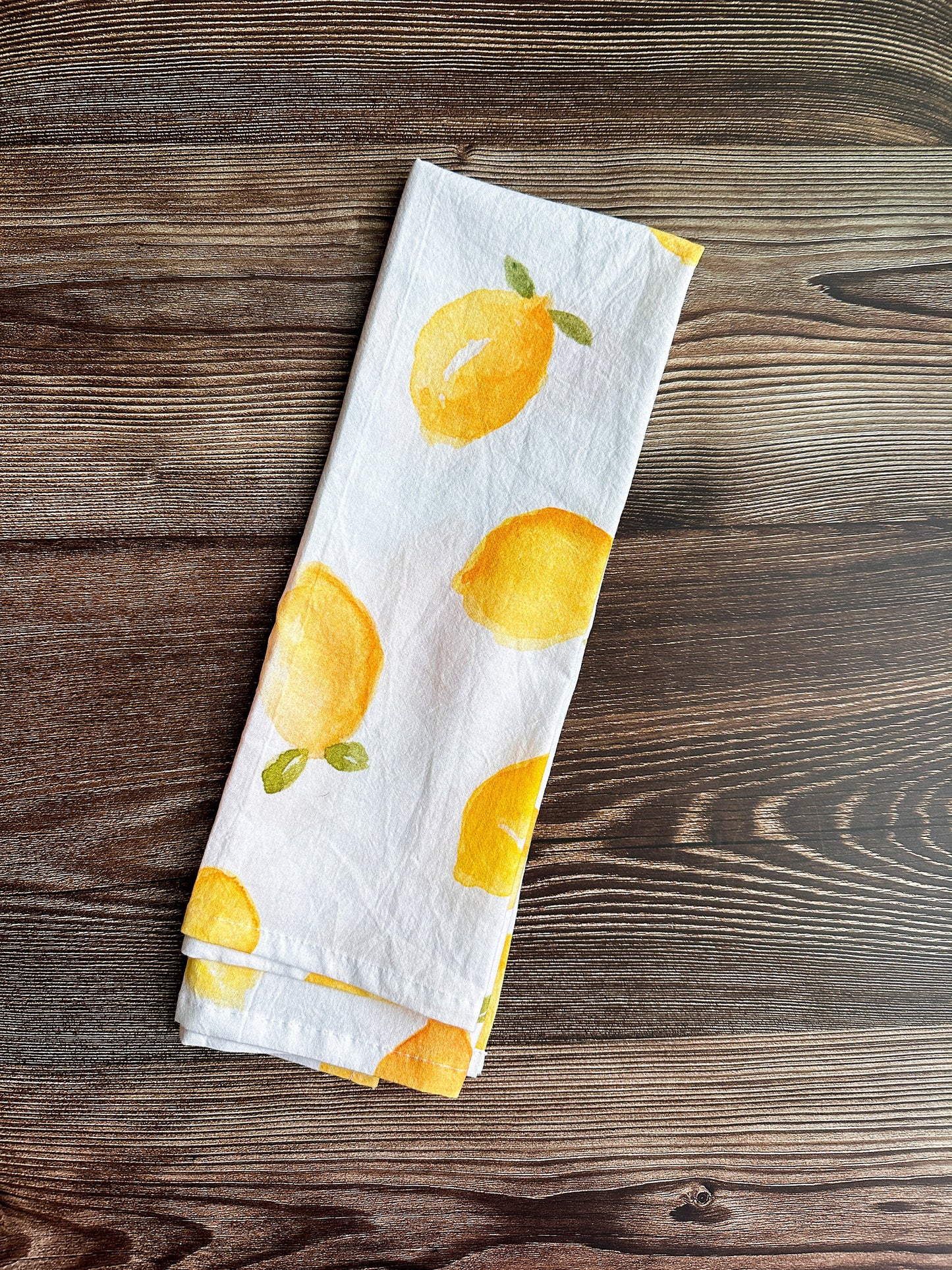 Lemon flour sack tea towel - kitchen towel - dish towel - towel with loop
