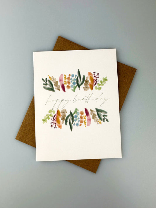 Watercolor Birthday Card Floral