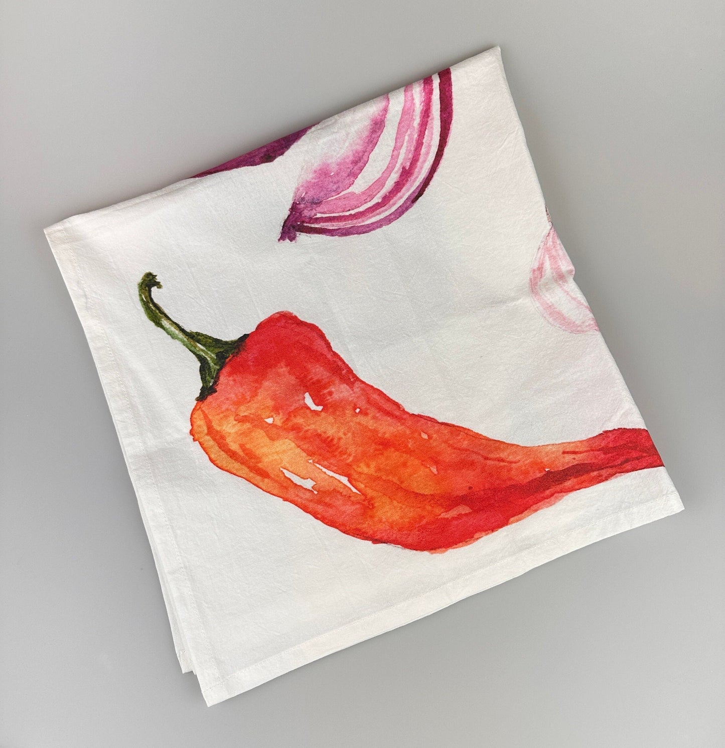 Veggie flour sack tea towel - kitchen towel - dish towel - towel with loop