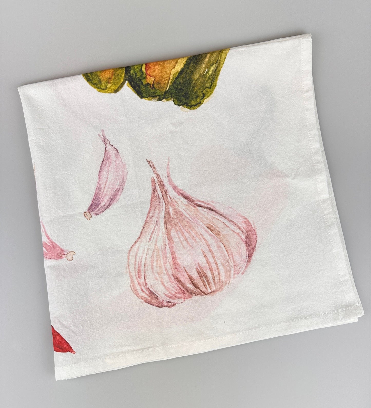 Veggie flour sack tea towel - kitchen towel - dish towel - towel with loop
