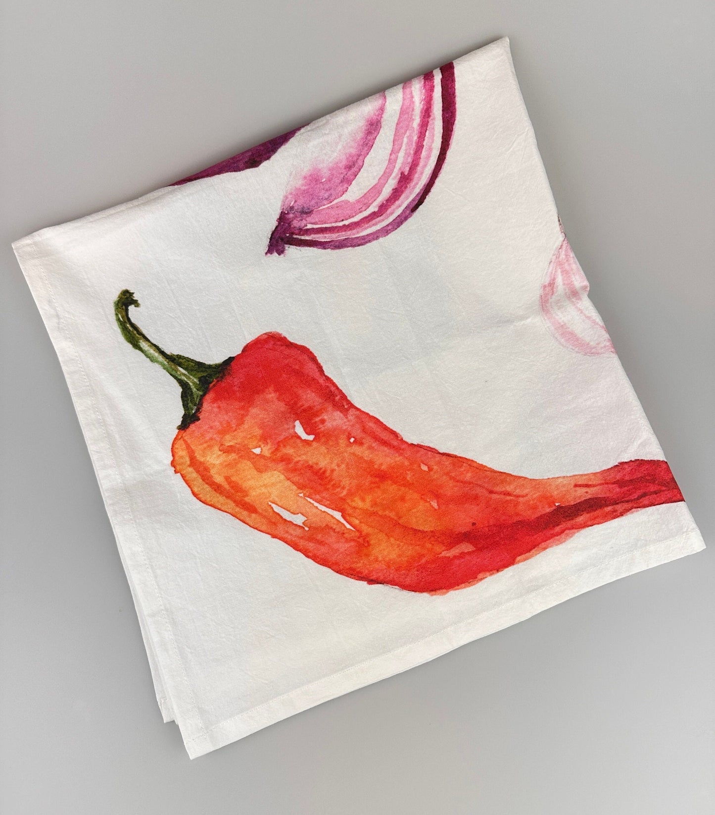 Veggie flour sack tea towel - kitchen towel - dish towel - towel with loop