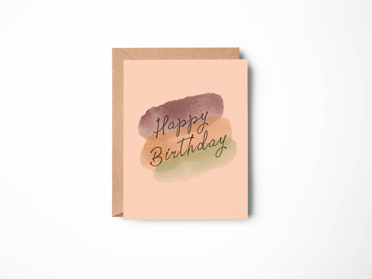 Minimal Watercolor Happy Birthday Card