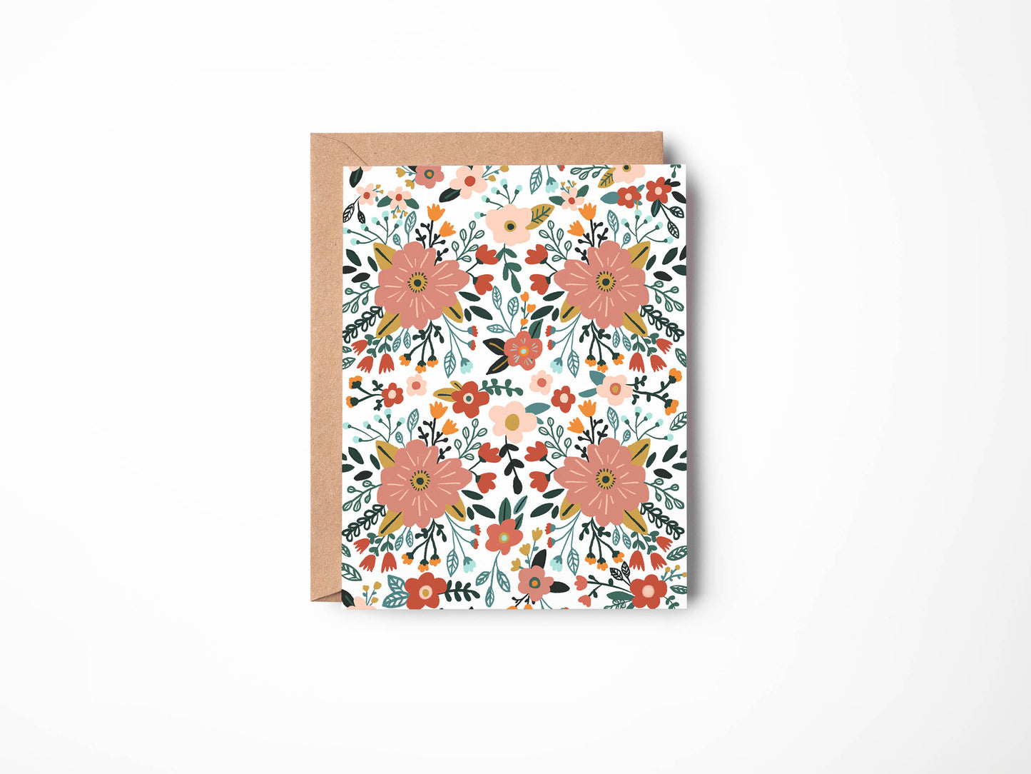 Modern Florals Illustration Card - Modern Floral Greeting Card - Cute Card - All Occassion Card with Envelope