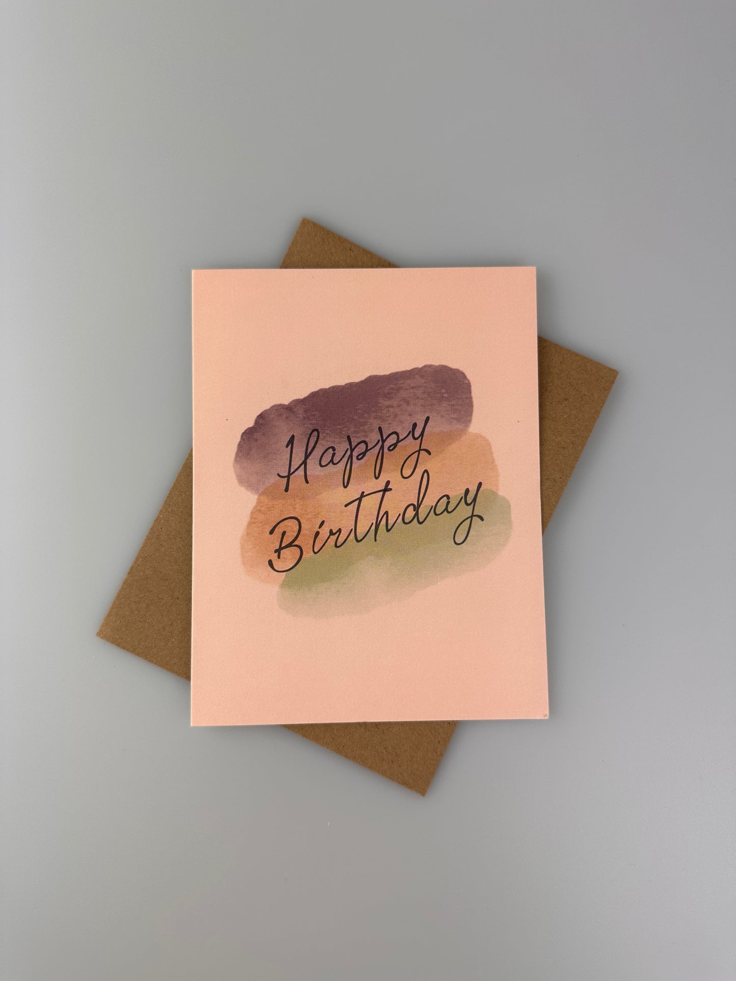 Minimal Watercolor Happy Birthday Card