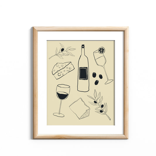 Wine and Cheese Art Print