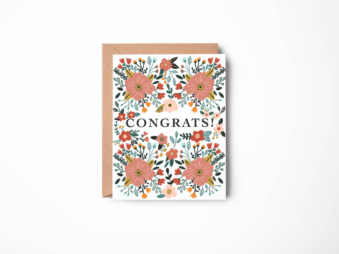 Floral Congratulations Card - Engagement Card - New Home Card - Baby Shower Card