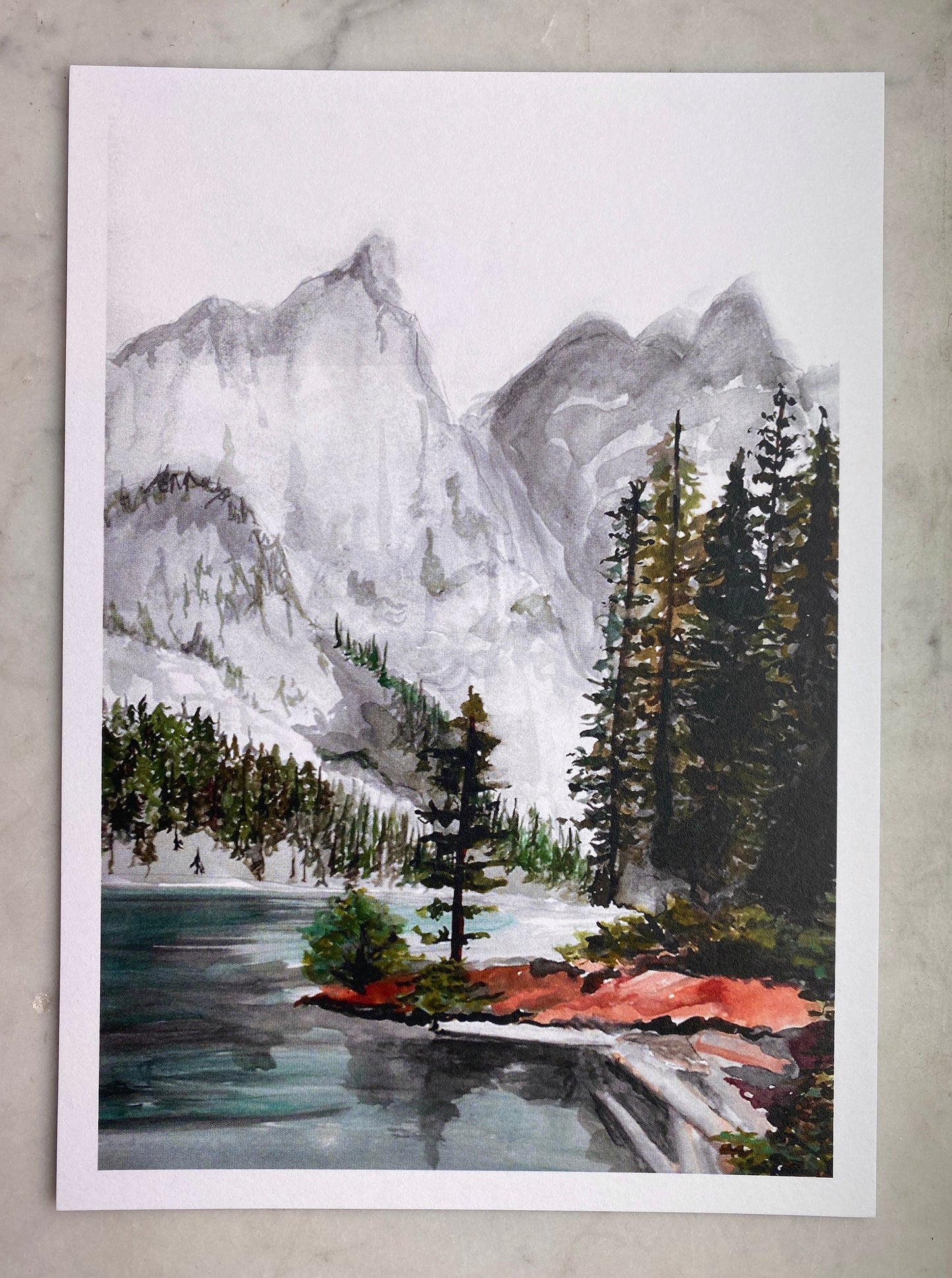 Watercolor Forest Landscape - Mountain Landscape - Nature - Watercolor Print - Wilderness