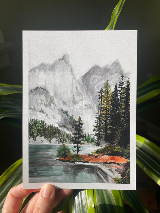 Watercolor Forest Landscape - Mountain Landscape - Nature - Watercolor Print - Wilderness