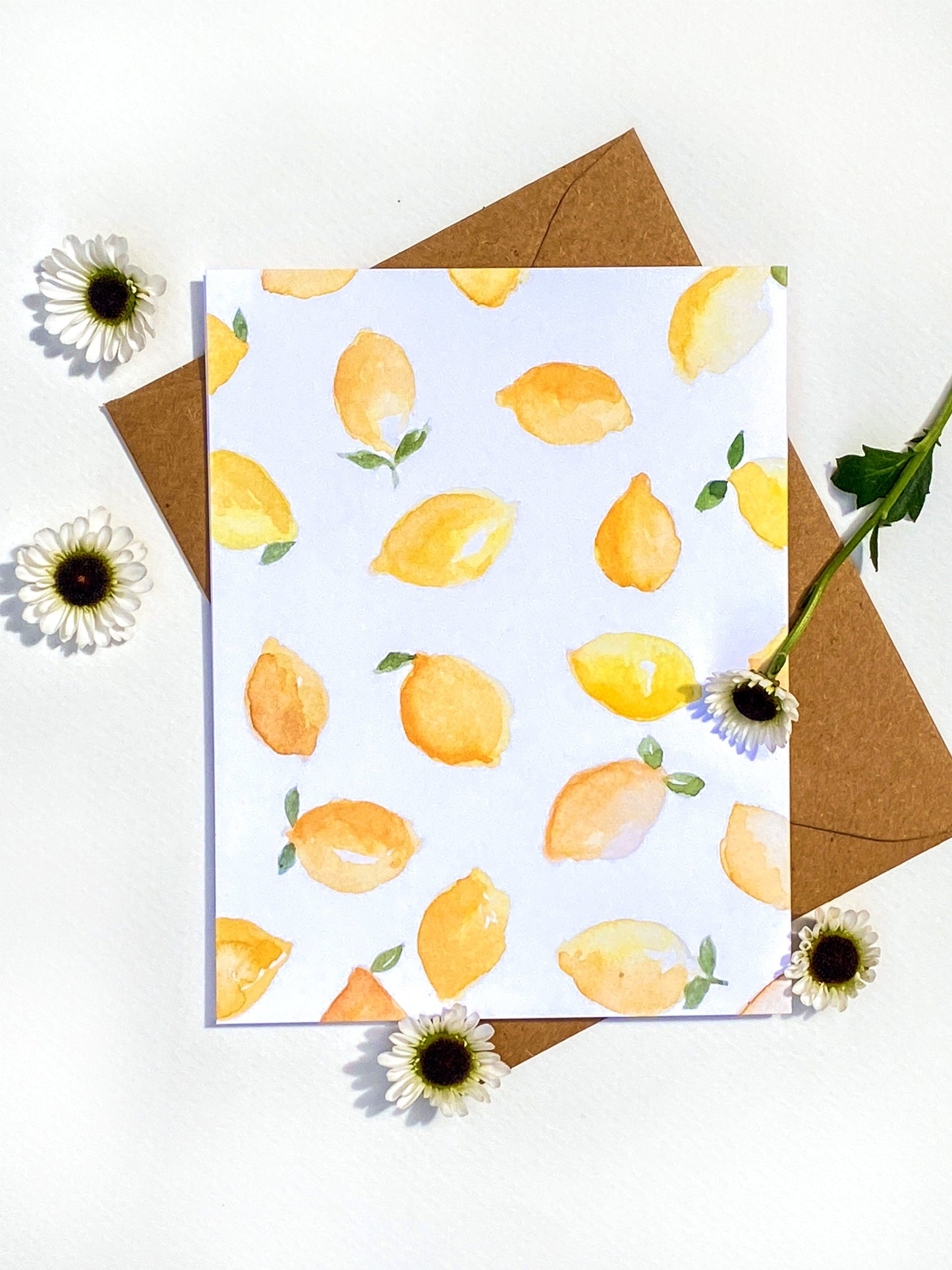 Lemon Notecard with Envelope - 5 pk Notecard - Bridal Shower Invitations - Baby Shower Invites - eco-friendly cards