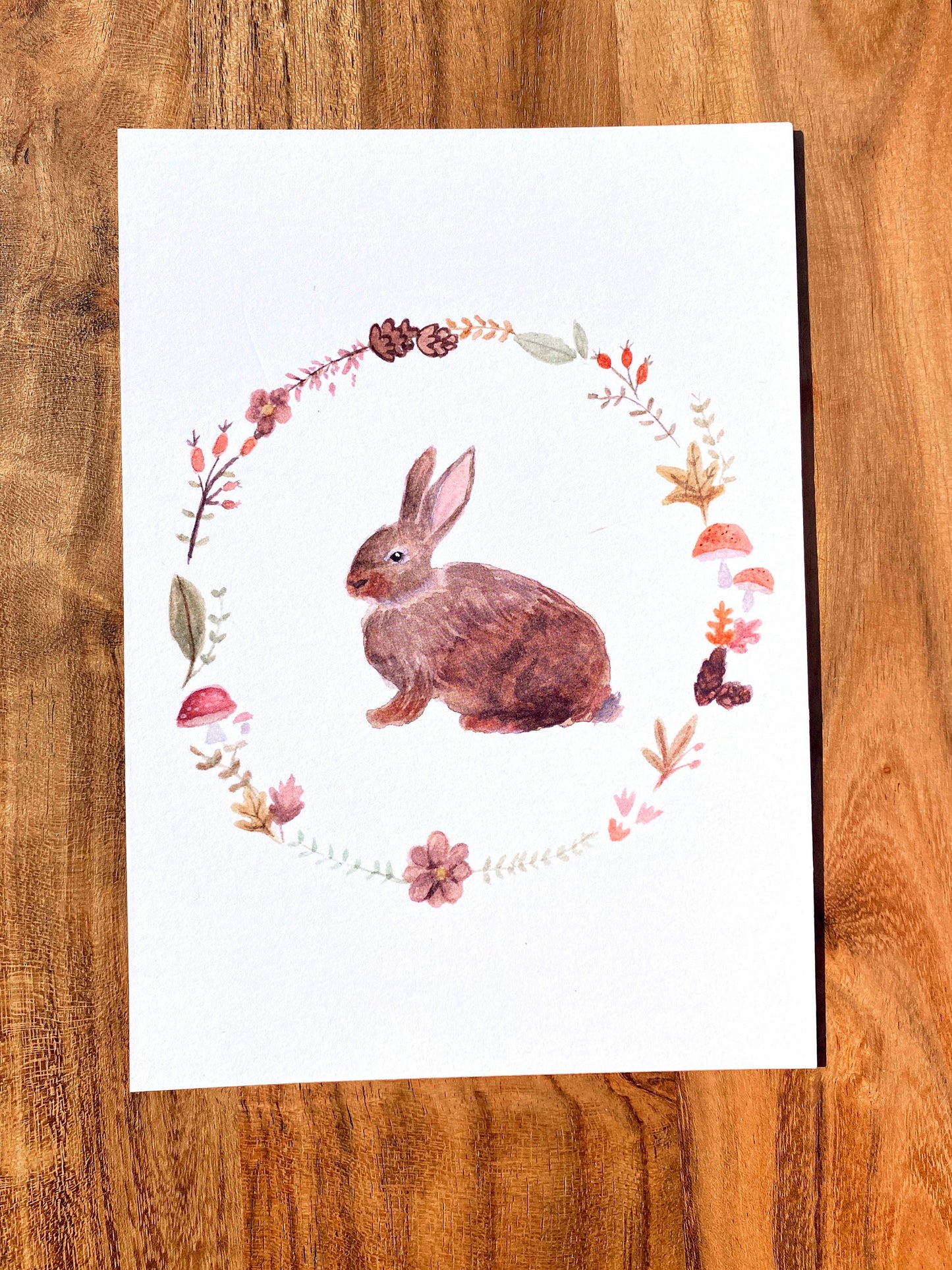 Floral Bunny Print - Fall Floral Art Print - Bunny Art