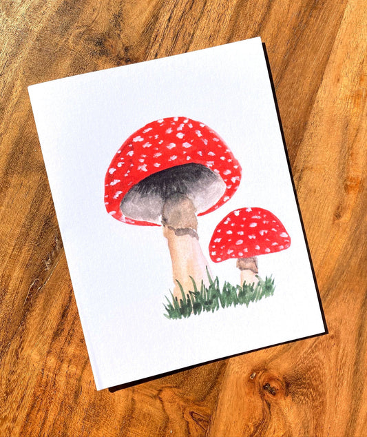 Watercolor Mushroom Print - Red Cap Mushroom - Cottage Core Decor