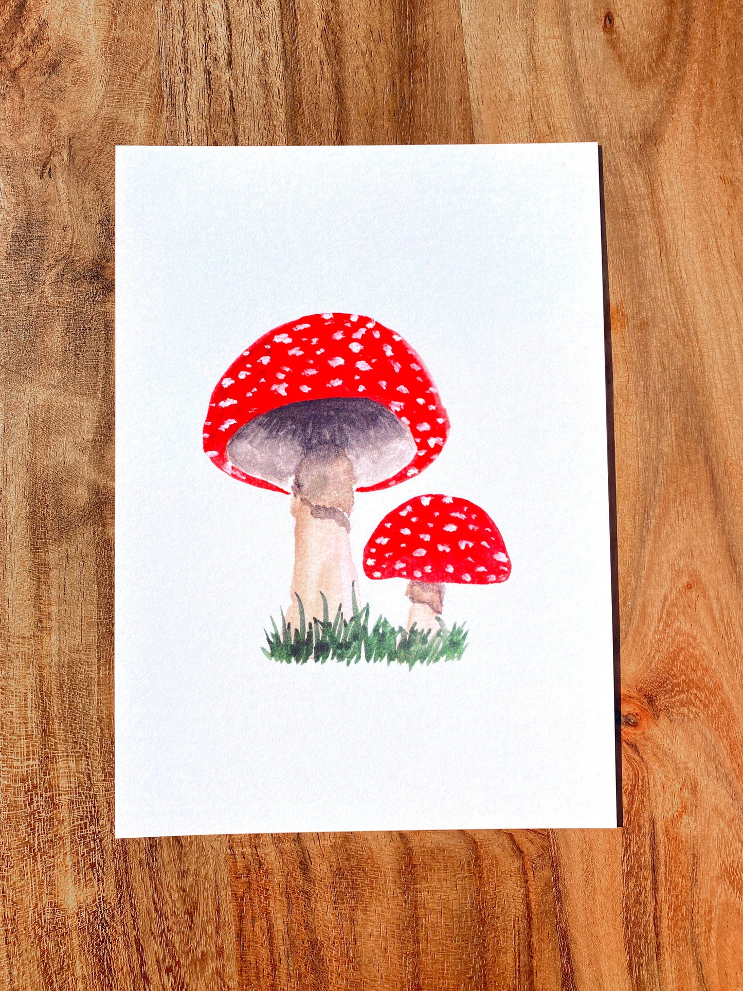 Watercolor Mushroom Print - Red Cap Mushroom - Cottage Core Decor