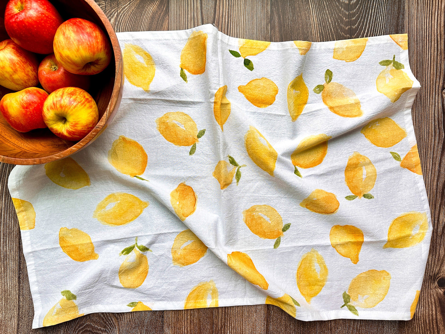 Lemon flour sack tea towel - kitchen towel - dish towel - towel with loop