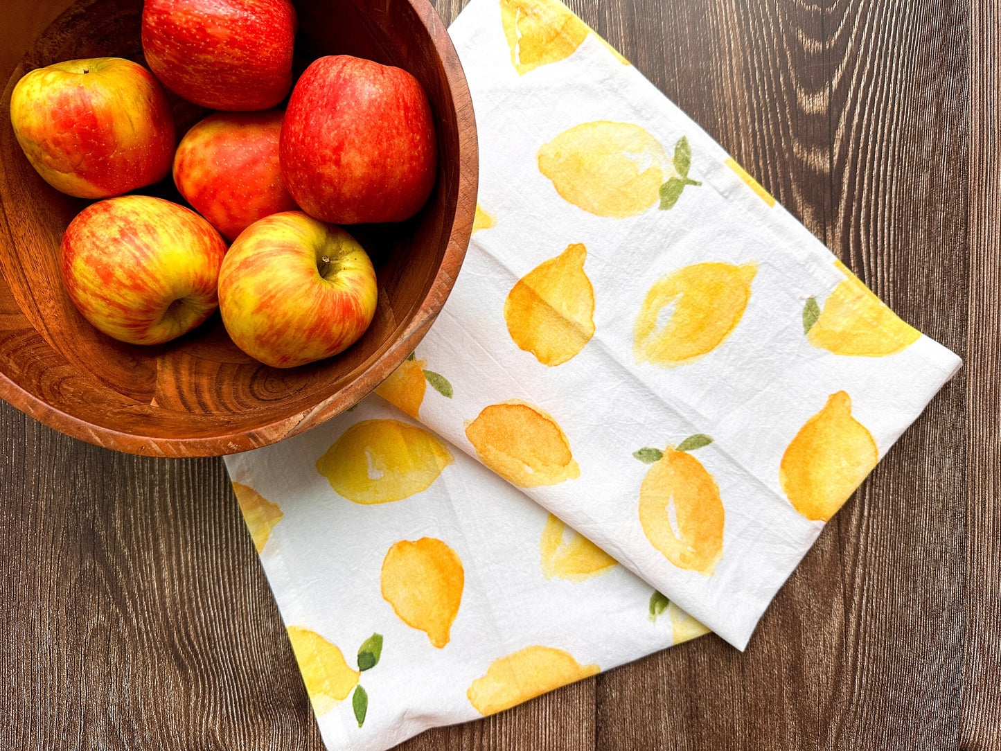 Lemon flour sack tea towel - kitchen towel - dish towel - towel with loop