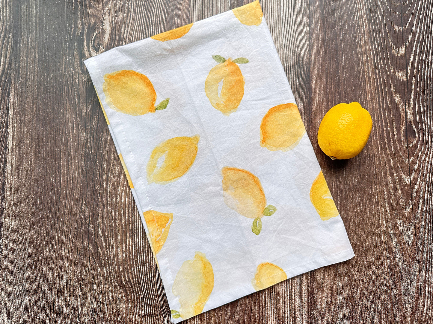 Lemon flour sack tea towel - kitchen towel - dish towel - towel with loop